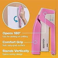 Vista 7 de Bostitch Office InCourage - Engrapadora compacta con resorte, 3 en 1, plástico, media tira, capacidad para 20 hojas, BCA rosa (1588)