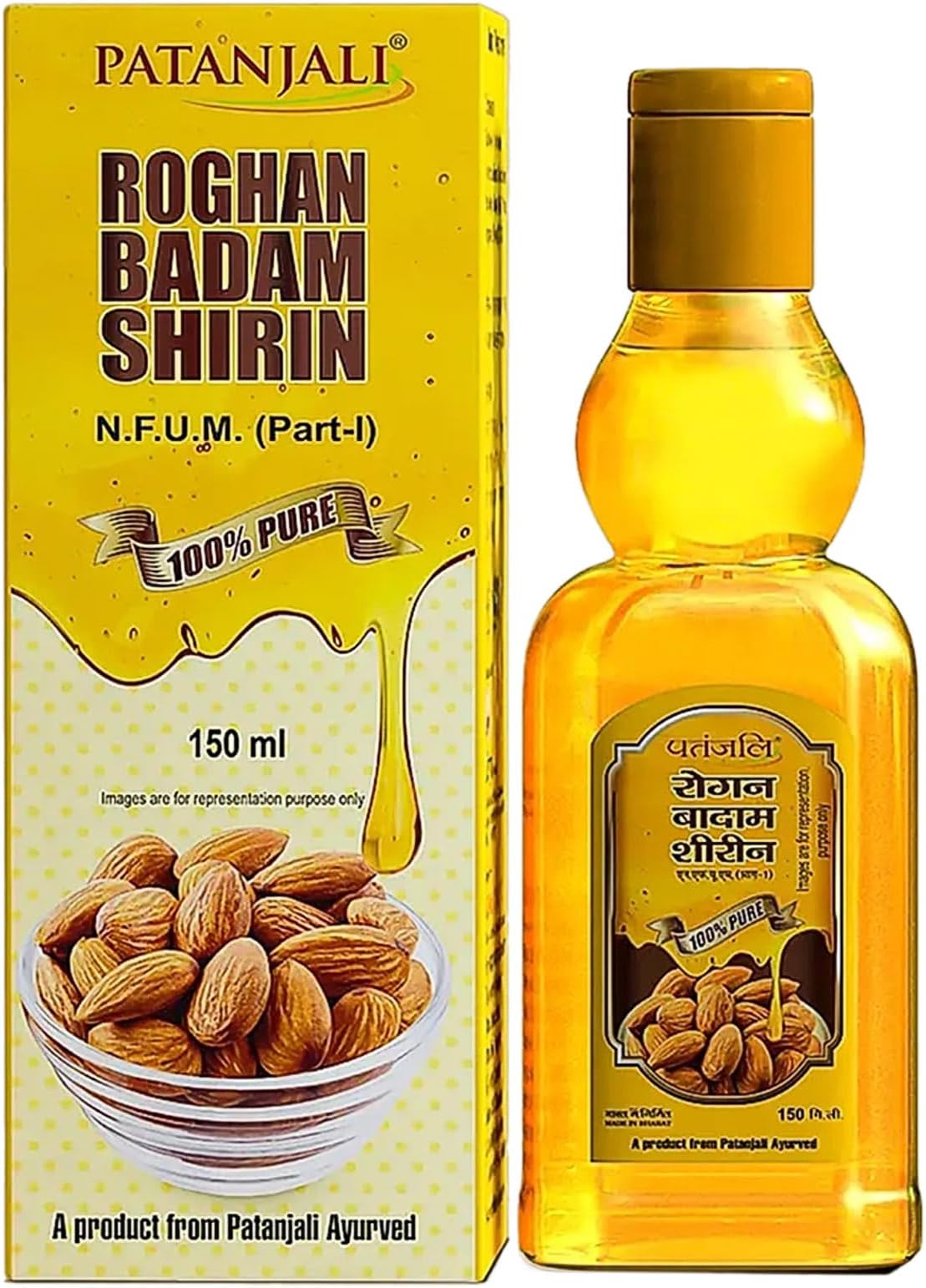 Patanjali Rogan Badam Oil 150ml, Pure Almond Oil for Hair & Skin Care