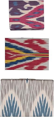 Miniatura 11 de Cajas decorativas de algodón y papel con diseños globales, juego de 3 tamaños, multicolor