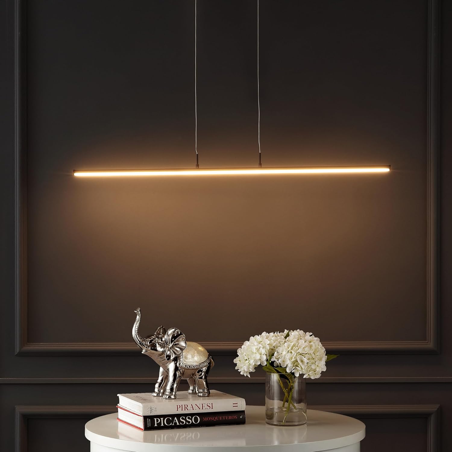 JONATHAN Y 39.5" Dark Brown Modern Integrated LED Linear Pendant Light, Dimmable Adjustable Hanging Island Fixture for Kitchen Dining Room Office, Minimalist Aluminum Metal Lamp (JYL7023D)