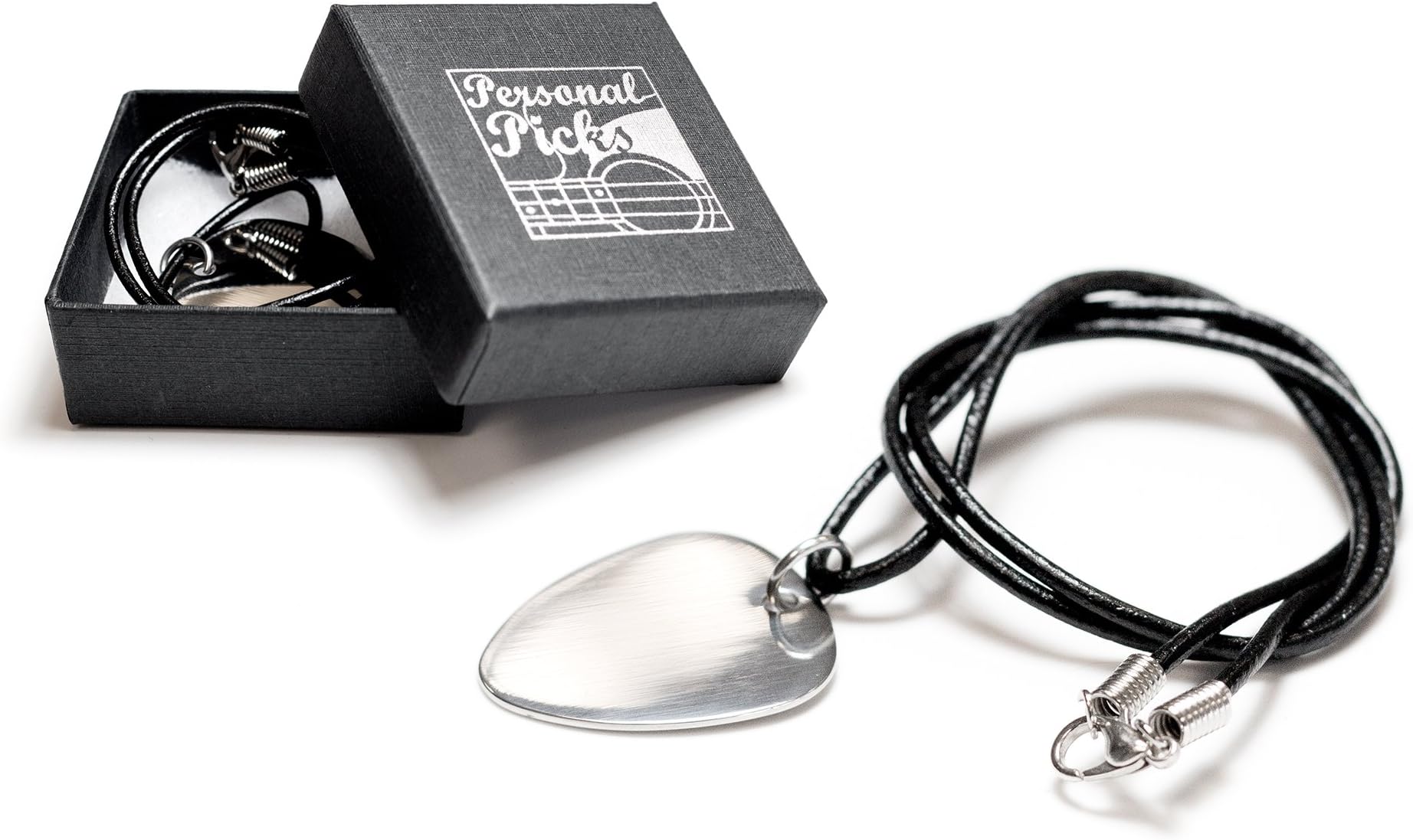 Personalised Guitar Plectrum/Pick Leather Necklace - Engraved