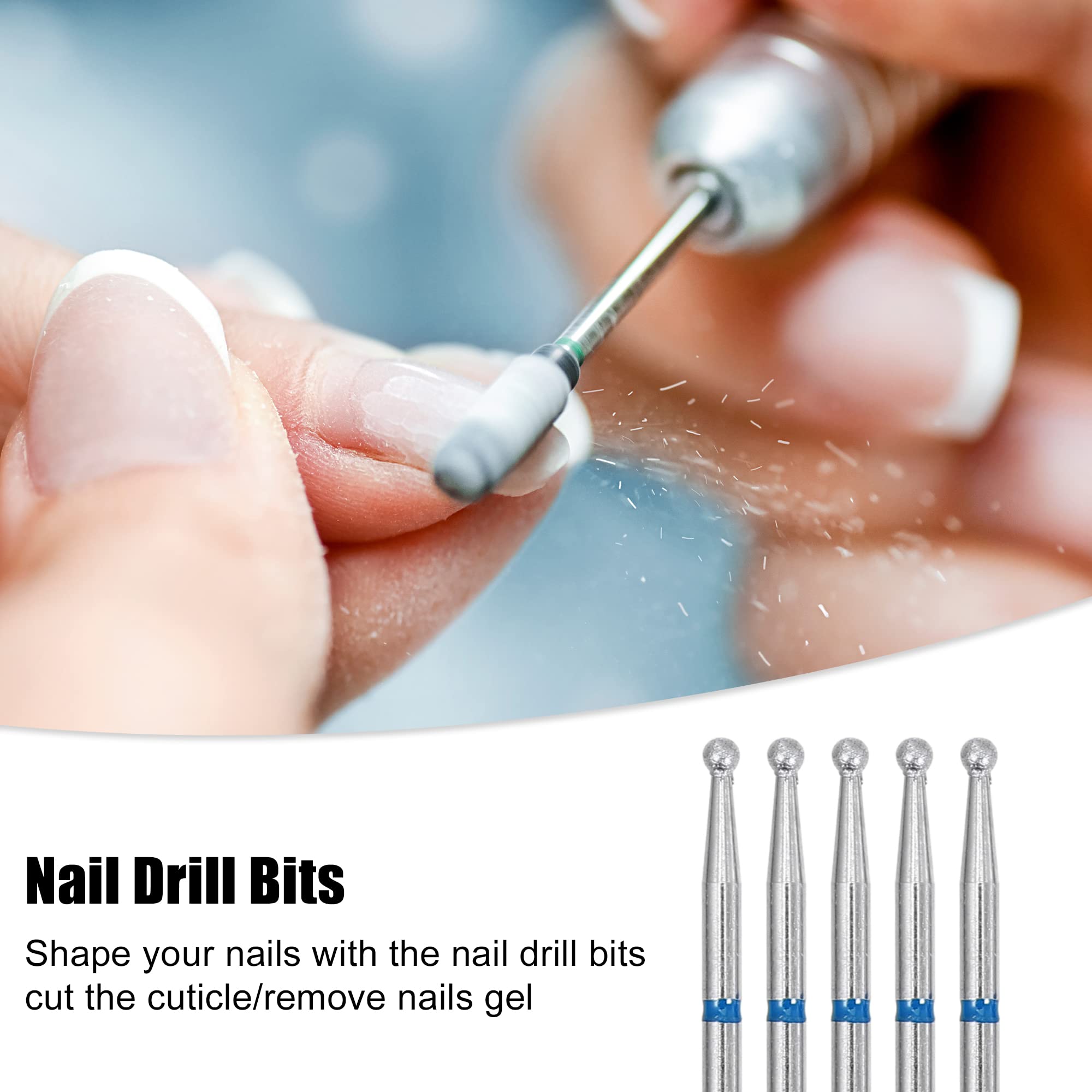 VOCOSTE 10 Pcs Emery Nail Drill Bits Set for Acrylic Nails 3/32 Inch Nail Art Tools, Manicure Pedicure Shapen Remove Tools - Image 2