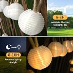 Lampes à cordes de lanterne à corde solaire pour le chanvre extérieur 30.7 FT , Lampes à cordes de jardin imperméables USB Alimentation solaire double avec 8 Modes Minuteur,20+1 Lanterne Convient pour Jardin Terrasse Café Pub Décor extérieur