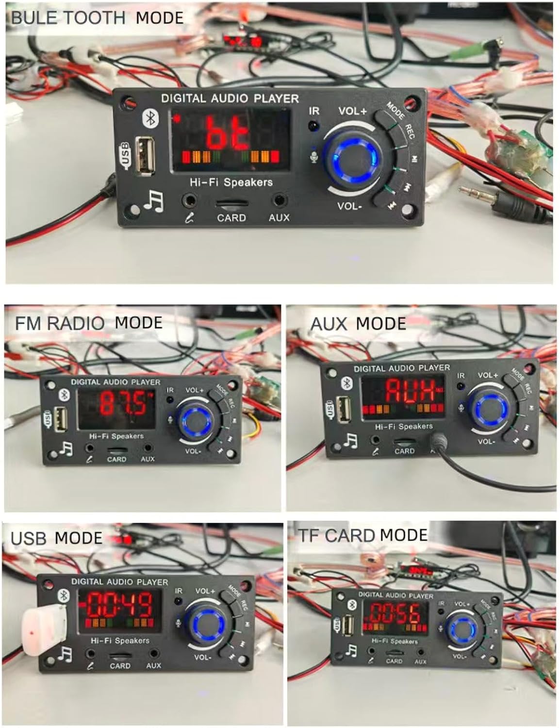 DC7V-25V Bluetooth Amplifier Decoder Board Support USB Drive TF Card Audio Input Multi-Functional Digital Audio Player