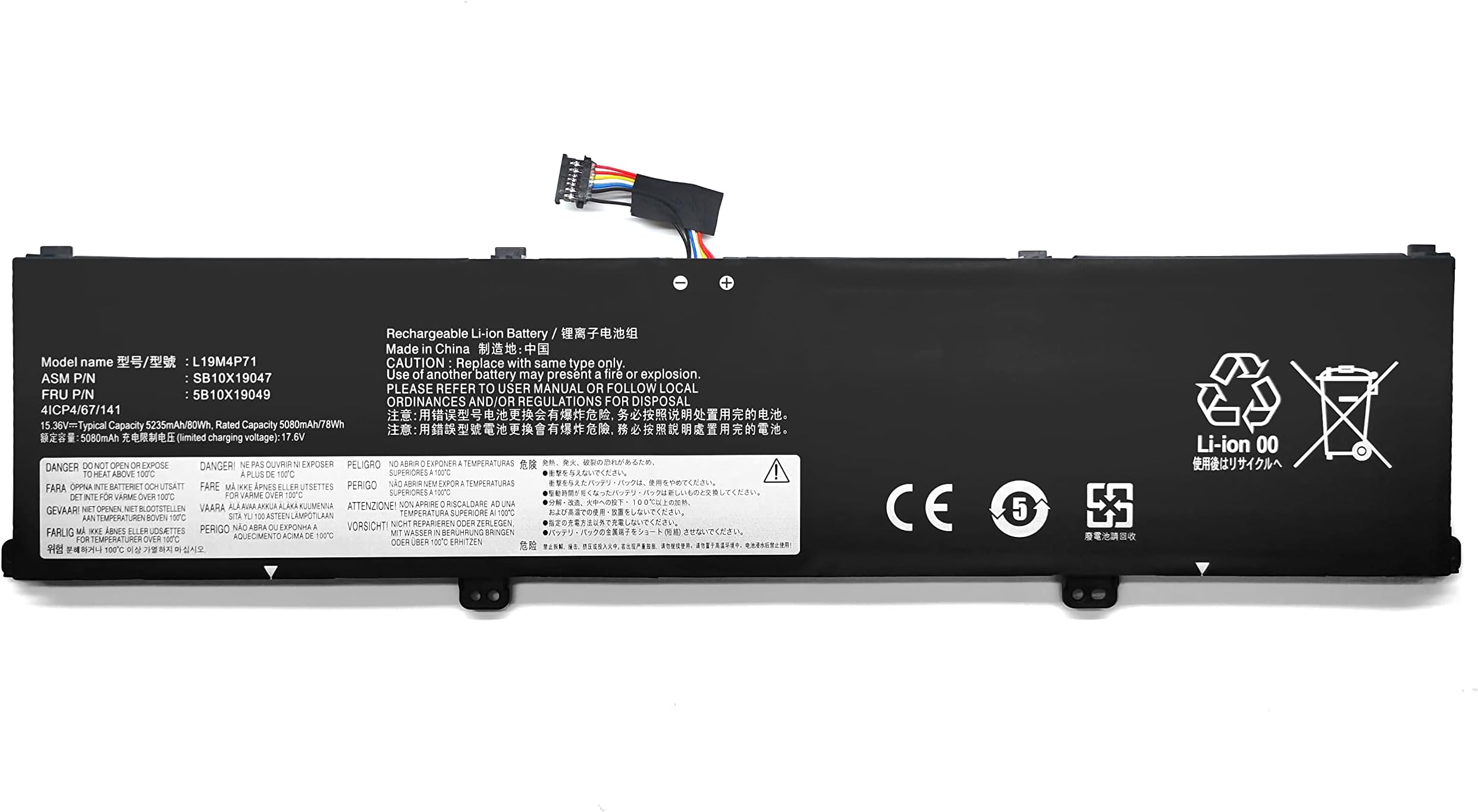 15.36V 5235mAh 80Wh L19C4P71 L19M4P71 5B10X19049 SB10X19047 Replacement Laptop Battery for Lenovo ThinkPad X1 Extreme P1 3rd Gen 20TK0012US 20TK000DUK 20TK000AMH