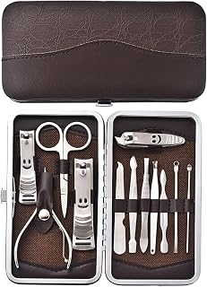 Professional 12-Piece Stainless Steel Manicure Pedicure Set with Portable Leather Case—Fit for Men & Women, Ideal for Travel, Salon & Home Grooming