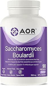 AOR Saccharomyces Boulardii Probiotic Supplement 250mg 90 Capsules 30-Day Supply - 5 Billion, Vegan, Non-GMO and Gluten-Free - Digestive Support for Intestinal and Gut Function, Shelf-Stable