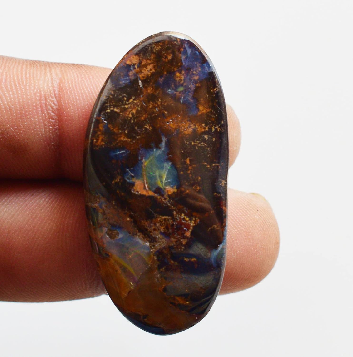 Natural Multicolor Boulder Opal 54 Ct Fancy Cabochon Loose Gemstone Single Stone for Ring Pendant Necklace Making DIY Craft Jewelry 41x20x6 mm image 2