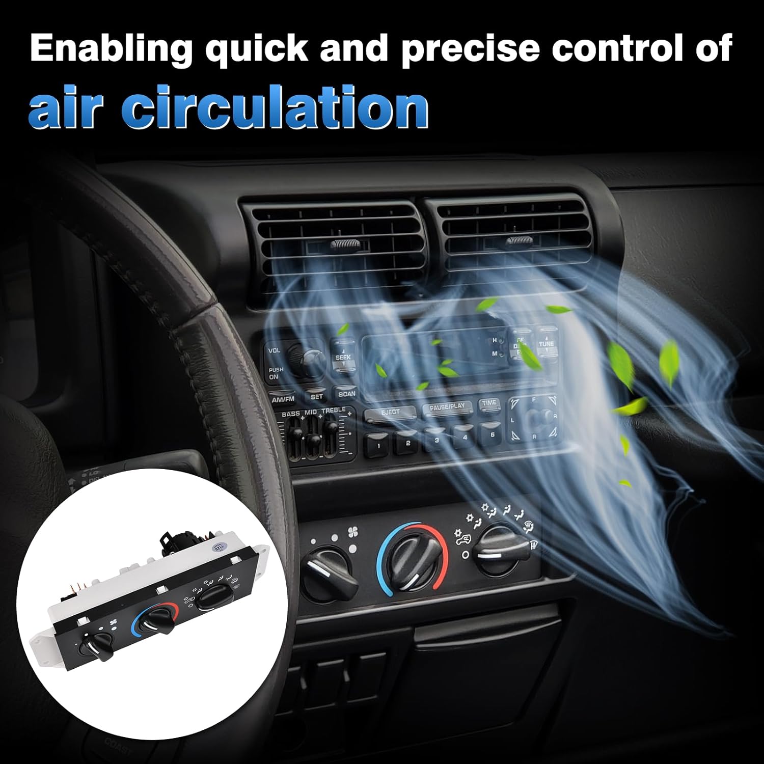 TOP-MAX HVAC Climate Control Module Panel Fit for Jeep Wrangler TJ 1999-2004, A/C Heater Air Conditioning Control Unit with Harness, Replace for 55037473AB HS-373