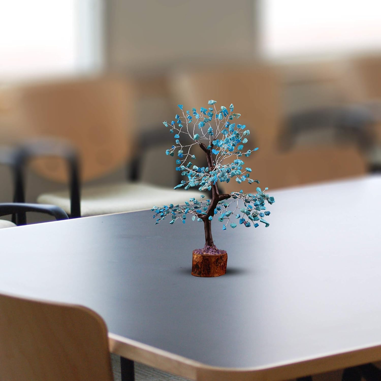 Turquoise Stones - Crystal Tree of Life - Feng Shui Money Tree - Chakra Bonsai - Spiritual Gift - Good Table Decor - Crystal Energy - Image 4