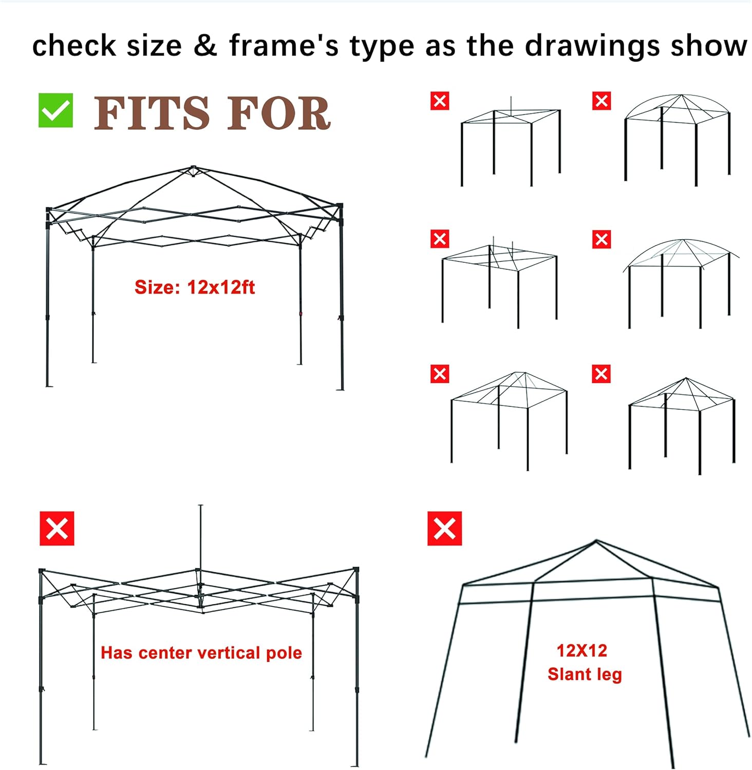 SCOCANOPY Replacement Top with Air Vent for 12x12 Canopy Frame, Canopy Cover ONLY, (Inner Layer is Sunproof Silver Coating so It's grayer Than Pure White)