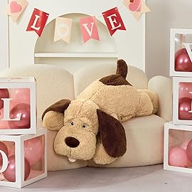 MorisMos 40 Inch Giant Dog Stuffed Animals, Fluffy Large Stuffed Dog Plush, Big Puppy Throw Pillow Gifts for Kids, Boys, Girls, Brown