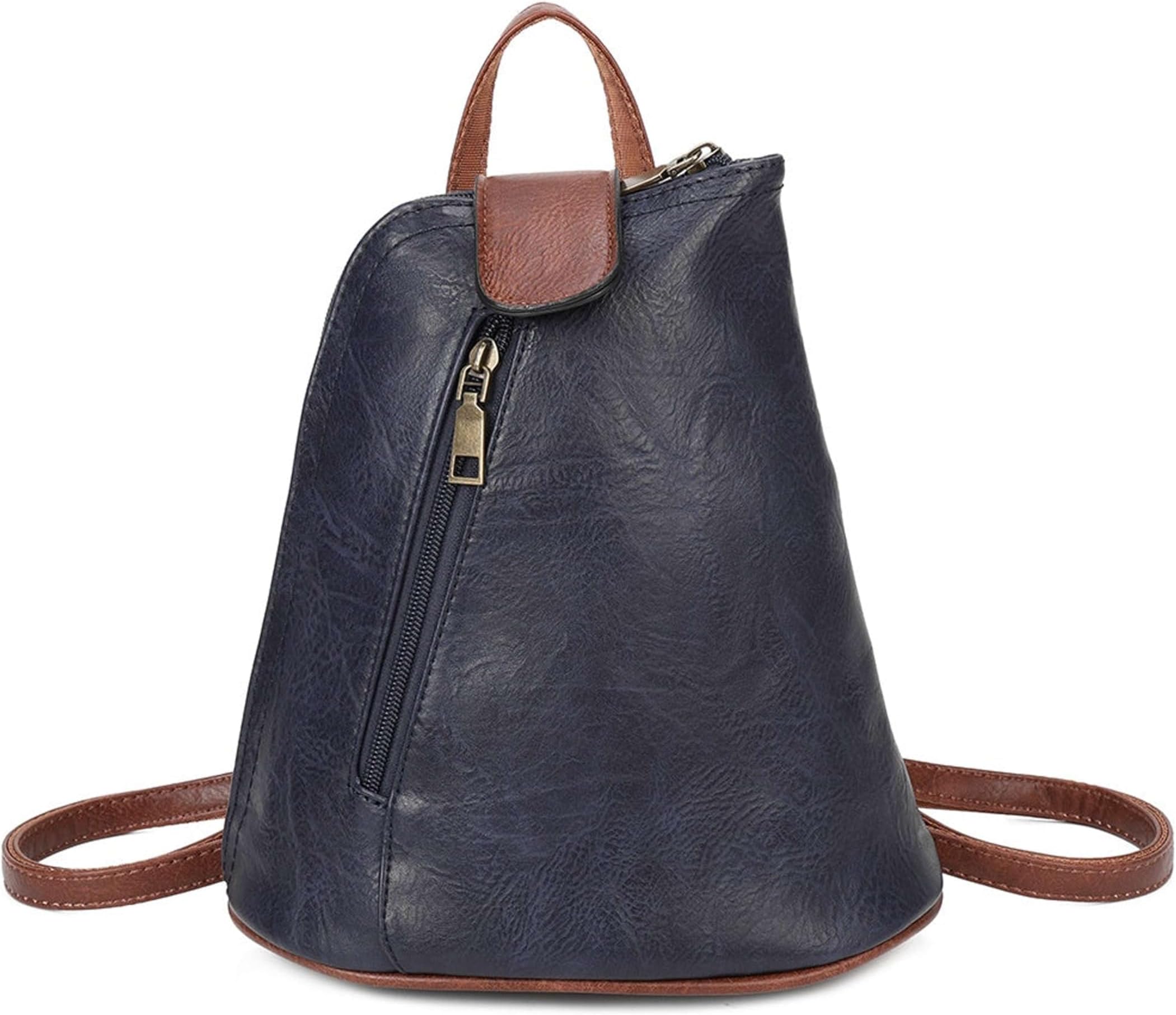 Women's Adjustable Straps Top Handle Compact Zippered Closure Vintage Style Faux Leather Convertible Backpack