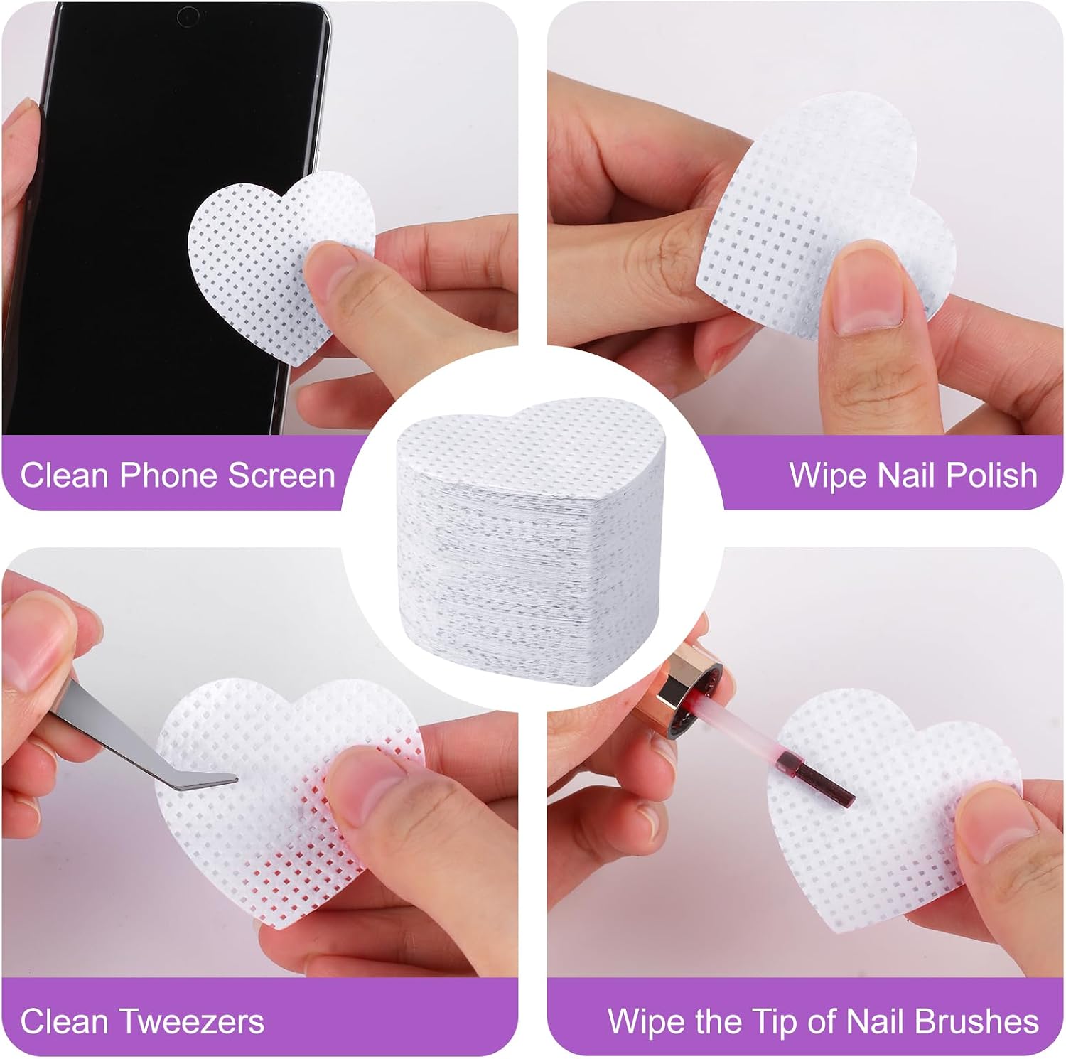 200pcs Lint Free Nail Wipes, Nail Cleaning Pads, for Cleaning Nails for Manicures, Mascara Extension Glue Cleaning Wipes, and Nail Care Product Sets (White) image 3