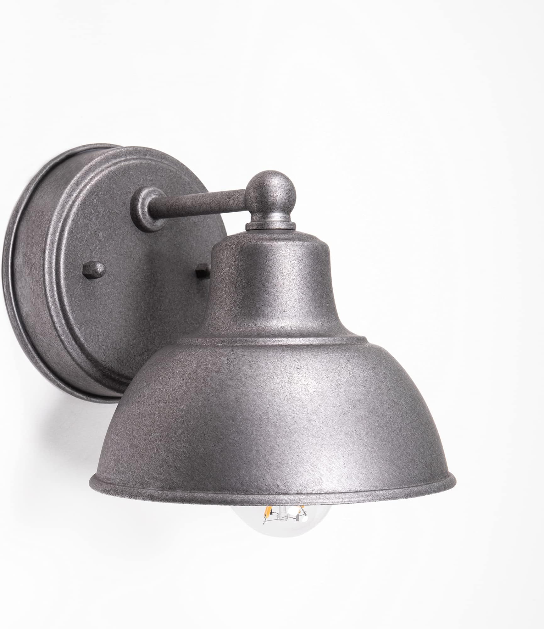 CORAMDEO Oakhouse Indoor or Outdoor 6” Barn Light, E26 Socket, Farmhouse Wall Fixture for Porch, Patio, Hallway, Bedroom or Bathroom in Galvanized Finish & White Reflective Interior, Wet Location