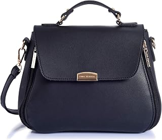 ino Perros Lavendar Leatherette Satchel (BLACK) ITEM NAME- LWHB02236 Price In India