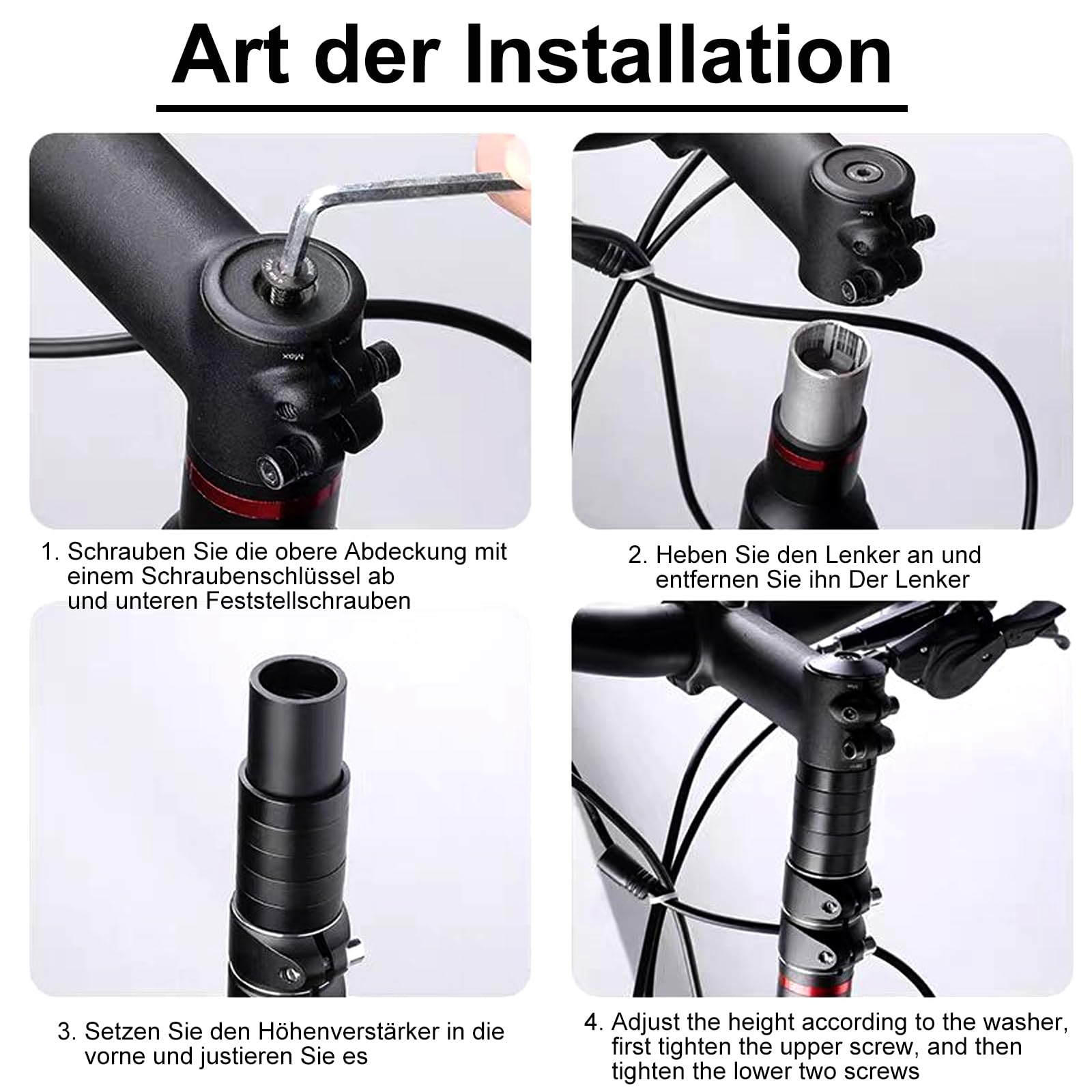 Rialzo manubrio per bicicletta, manubrio della bicicletta con chiave esagonale, manubrio della bicicletta, estensione del manubrio della bicicletta, 28,6 mm, manubrio per mountain bike, bici da corsa