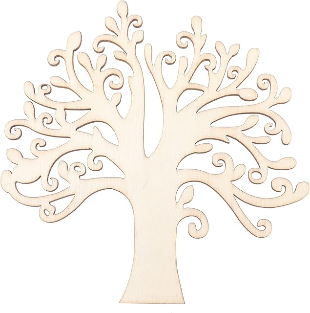 BESPORTBLE Wooden Tree - 10pcs Wooden Family Tree Wooden Trees for Crafting Embellishments Engraved Family Tree With Hollow Design Wooden DIY Crafts