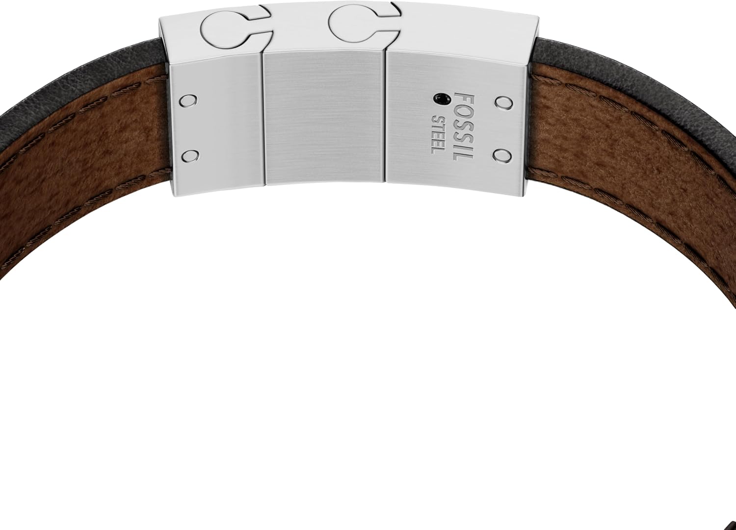 Fossil Men's Casual Stainless Steel and Genuine Leather Bracelet for Men