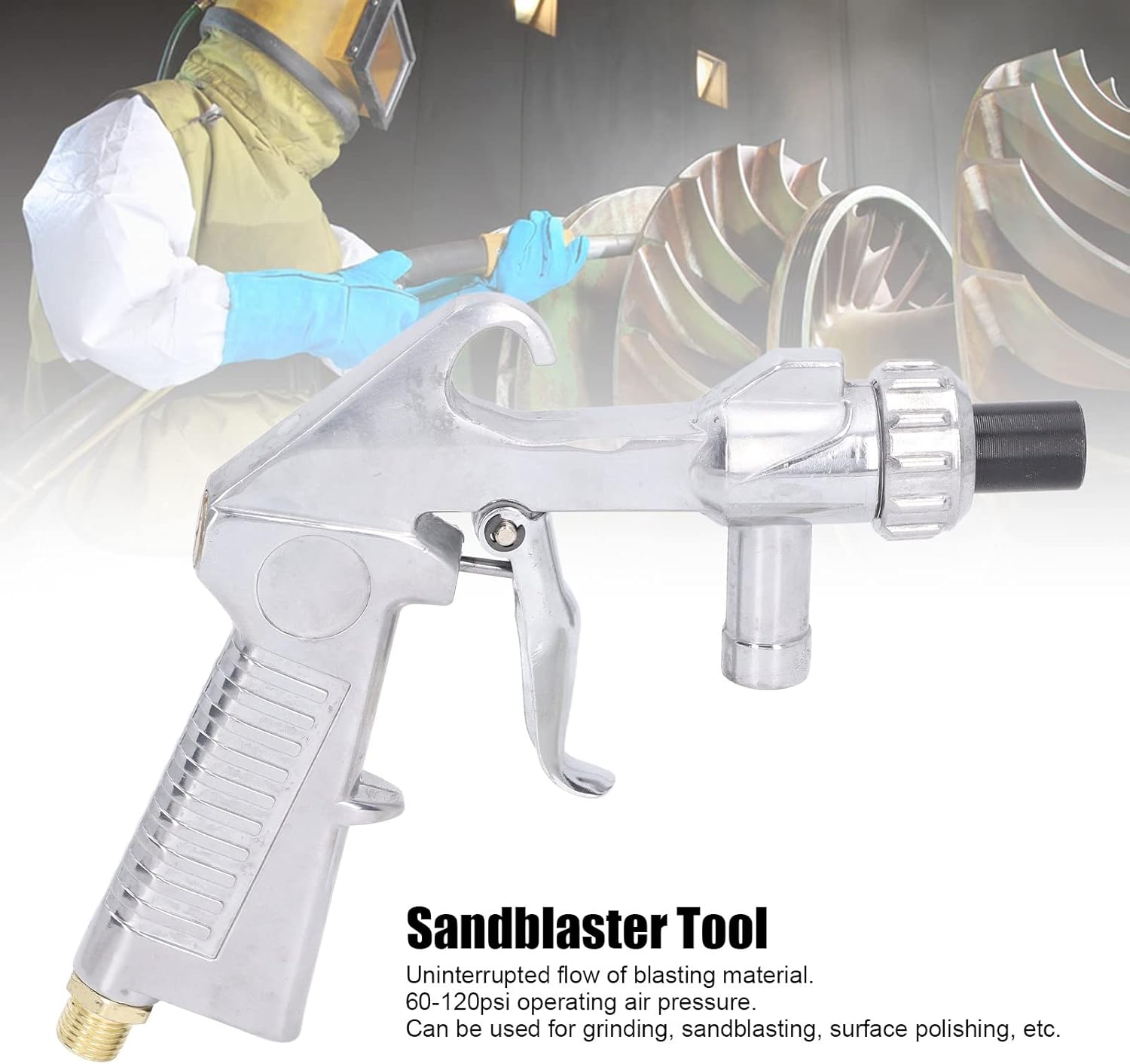 Sand Blaster Gun, Sandblaster Sand Blaster Sandblasting Spray Gun Tool Set Kit, Sandblasting Sandblaster Gun Kit with Nozzle for Polishing