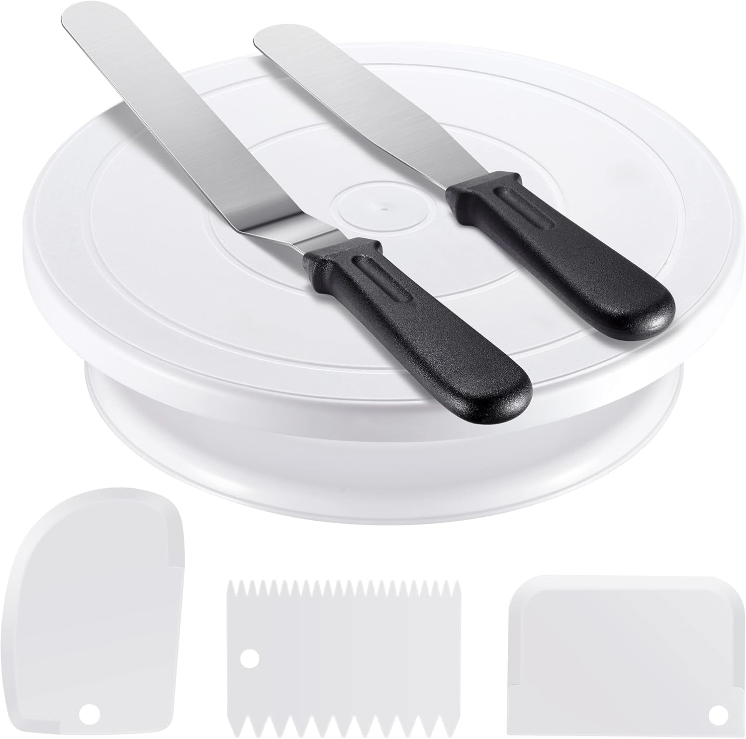 Kootek Cake Decorating Kit Baking Supplies Set Cake Turntable with 2 Frosting Straight Angled Spatula 3 Icing Smoother Scrapers Baking Accessories Tools for Beginners