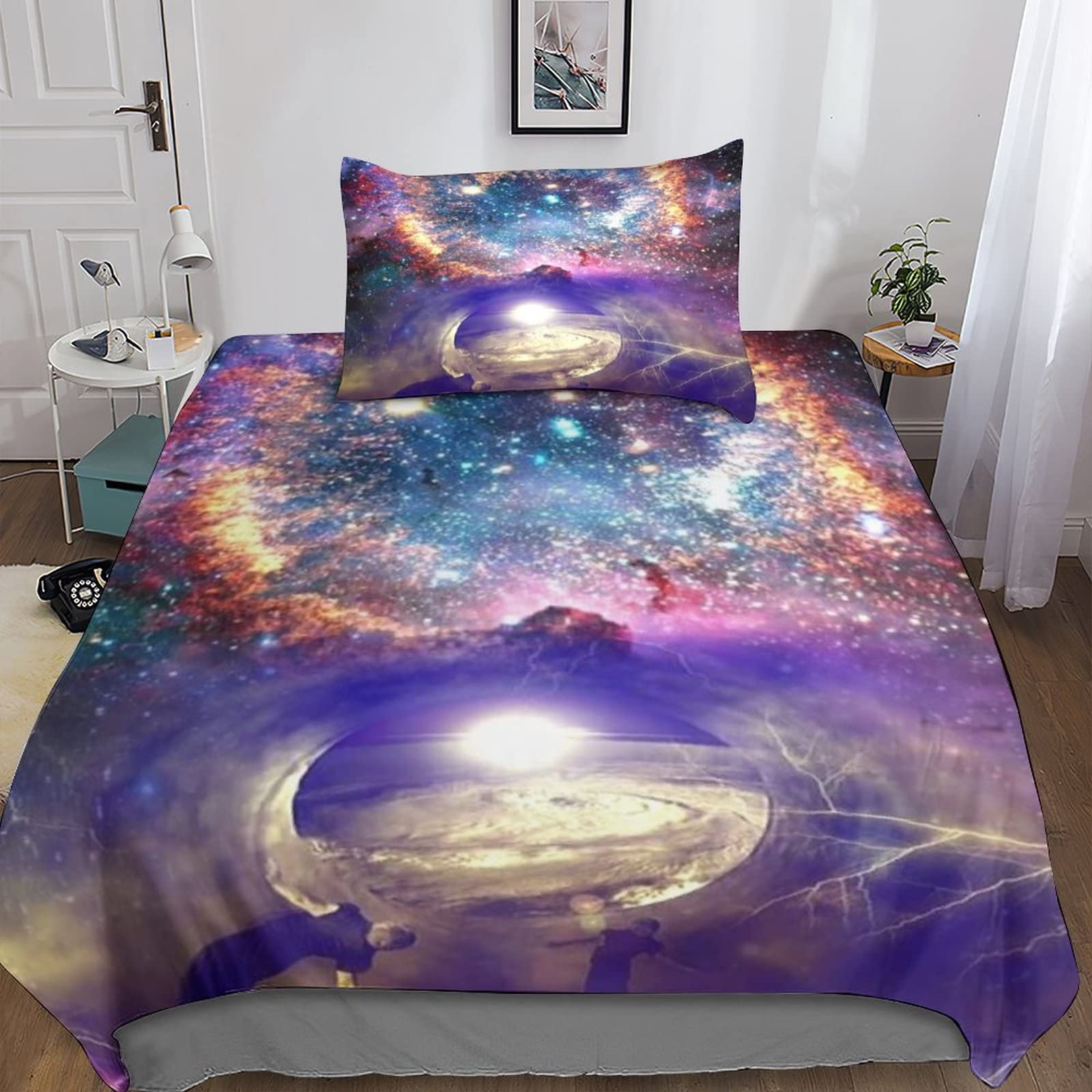 Housse de couette galaxie 3D avec fermeture éclair microfibre