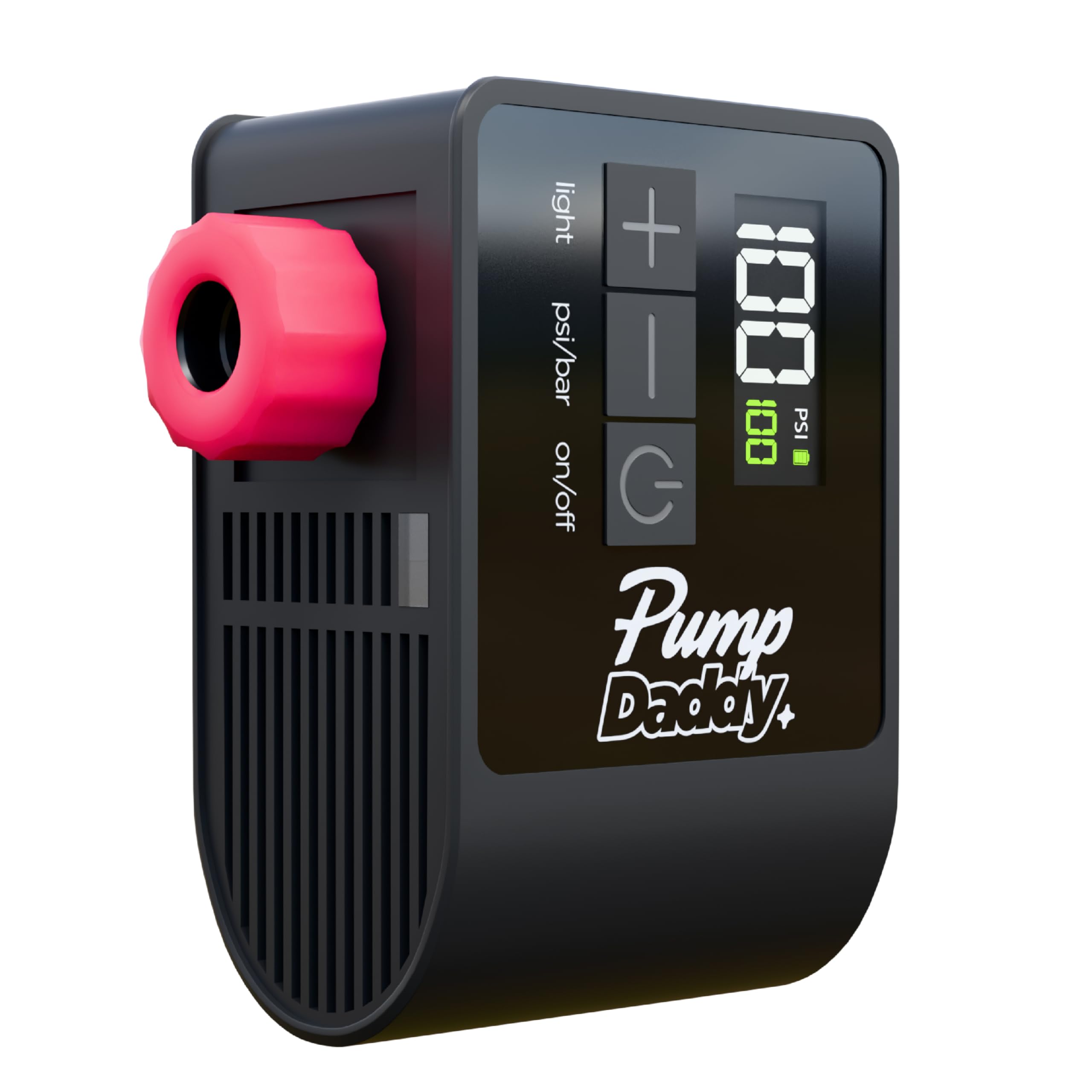 Pump Daddy Mini Electric Bike Pump | USB C Rechargeable 120 PSI Tyre Inflator | Fits Presta & Schrader | Portable Mini Pump for Road MTB BMX and E Bikes | Pumps Balls | Digital Gauge with Auto Off