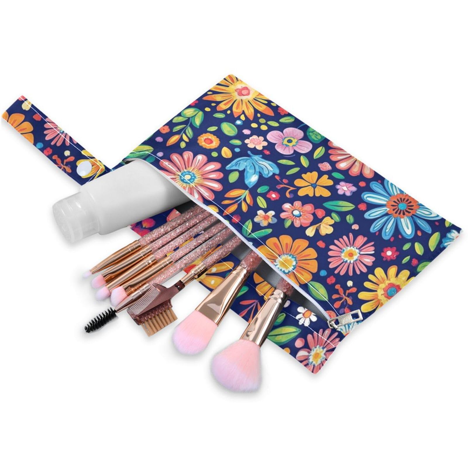 EtherSpher Colorful Flower zippered swim suit bags 2 Pack travel essentials for flying with handles for yoga, pool