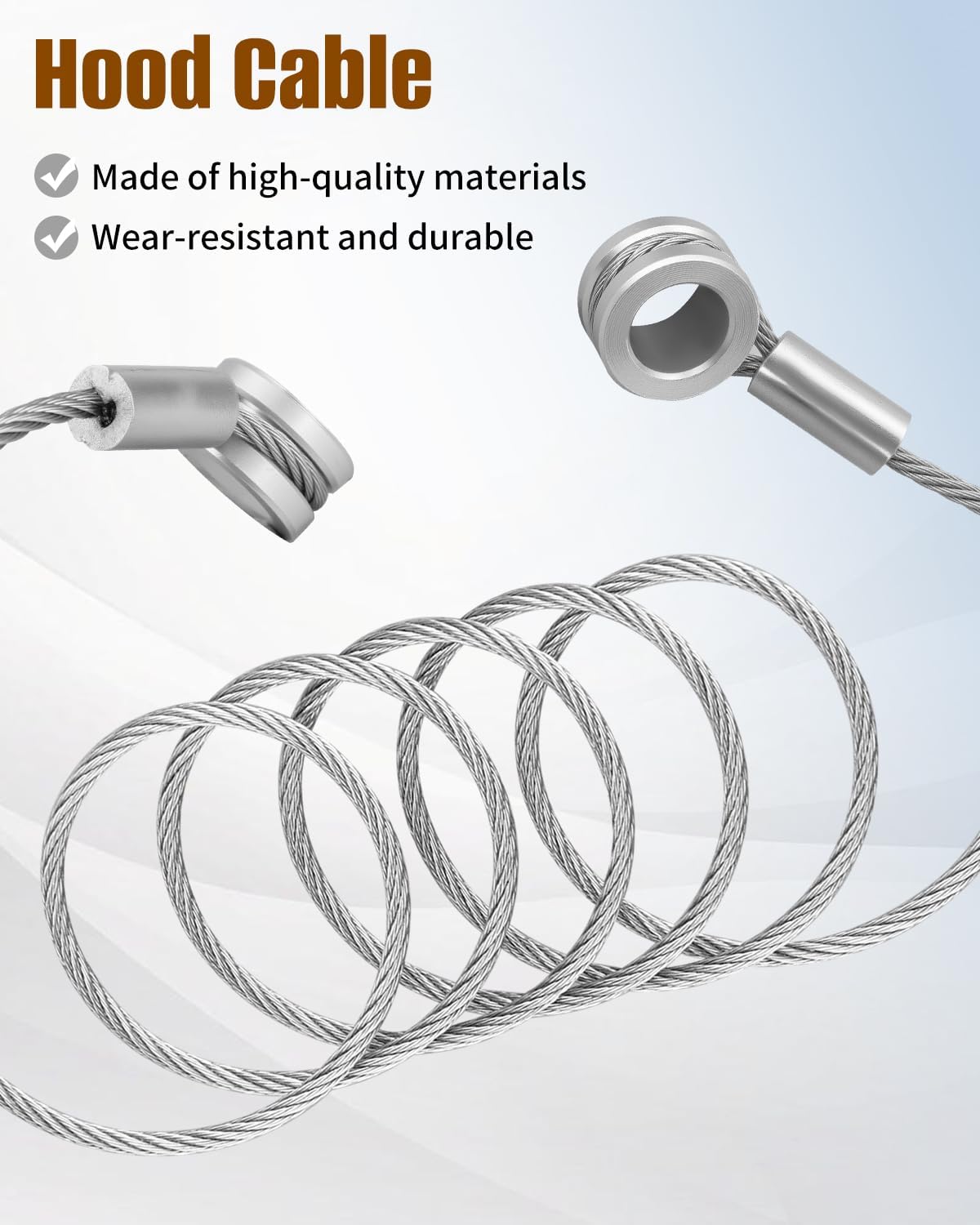 Hood Spring, Cable and Stud Bolt with Retaining Rings, Fit for Peterbilt 379 Truck Hood, Replacement 13-04638 13-03761 13-03662 13-03663 L92-6000-0718