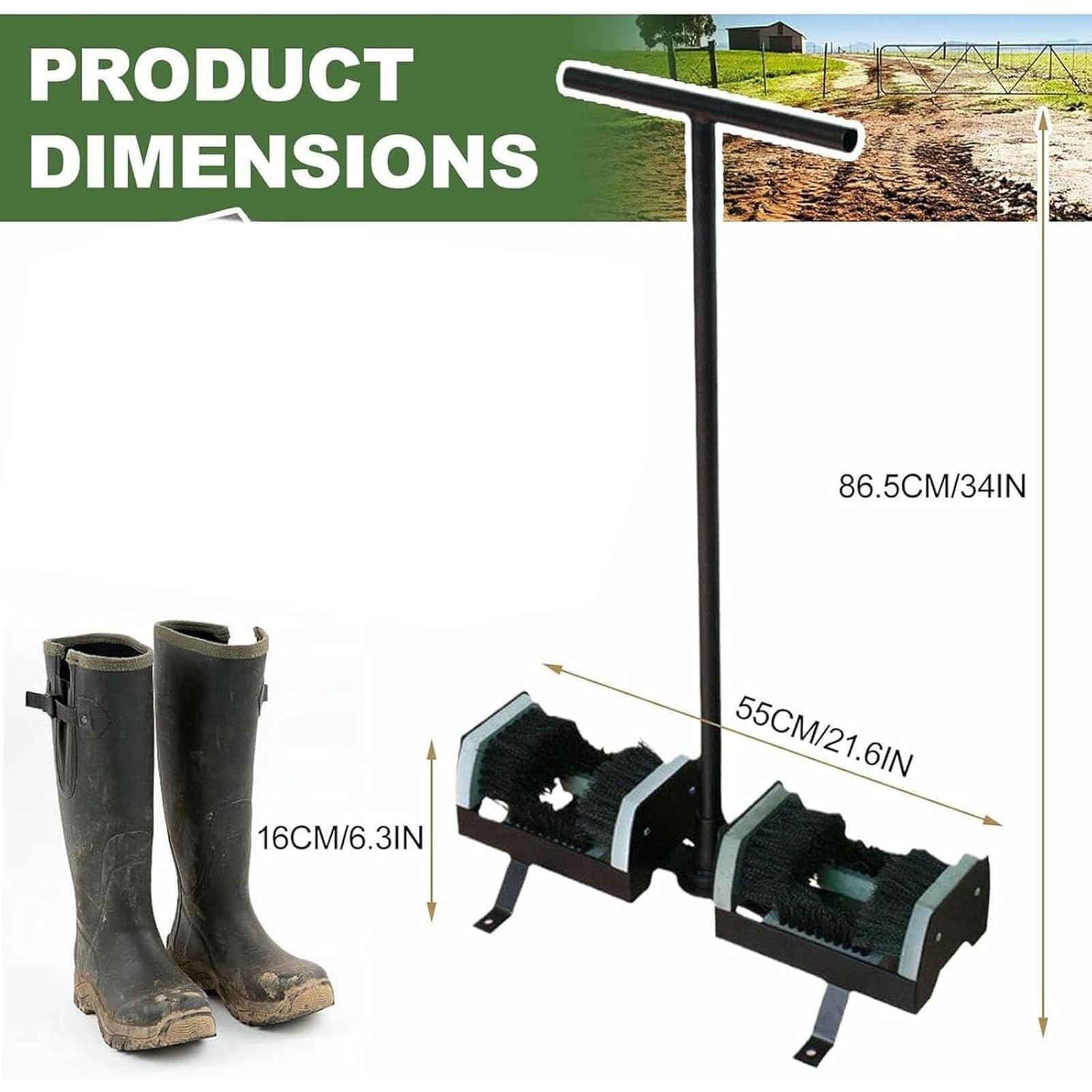 Limpiador de botas con asa, elimina eficazmente el barro y la nieve de las suelas, ideal para puerta delantera y uso en el jardín