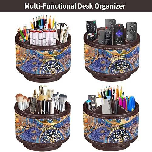 Miniatura 2 de Soporte para control remoto de TV de piel sintética para mesa, soporte giratorio de 360 grados para organizadores de escritorio y accesorios,