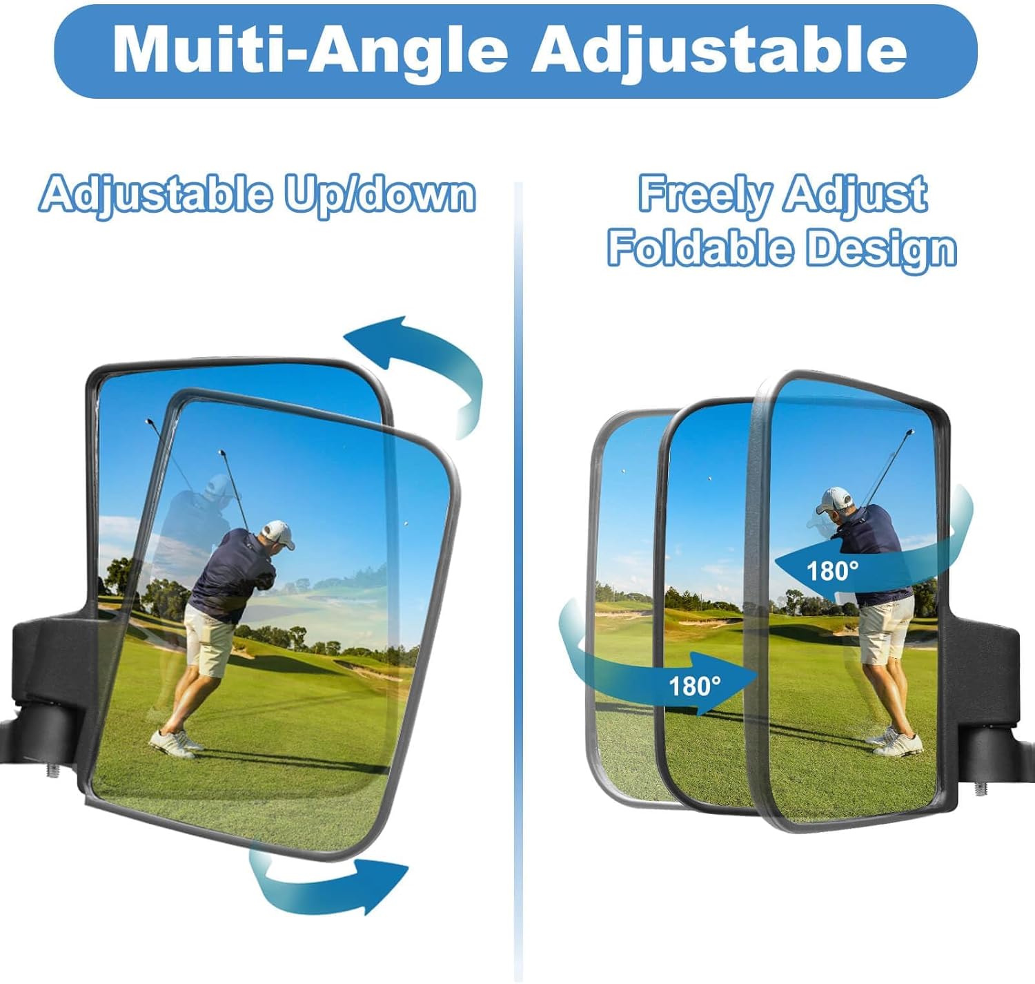 Golf Cart Mirror Universal Golf Cart Side Mirrors Rear view Mirrors for Club Car EZGO Yamaha UVT AVT Side Mirrors