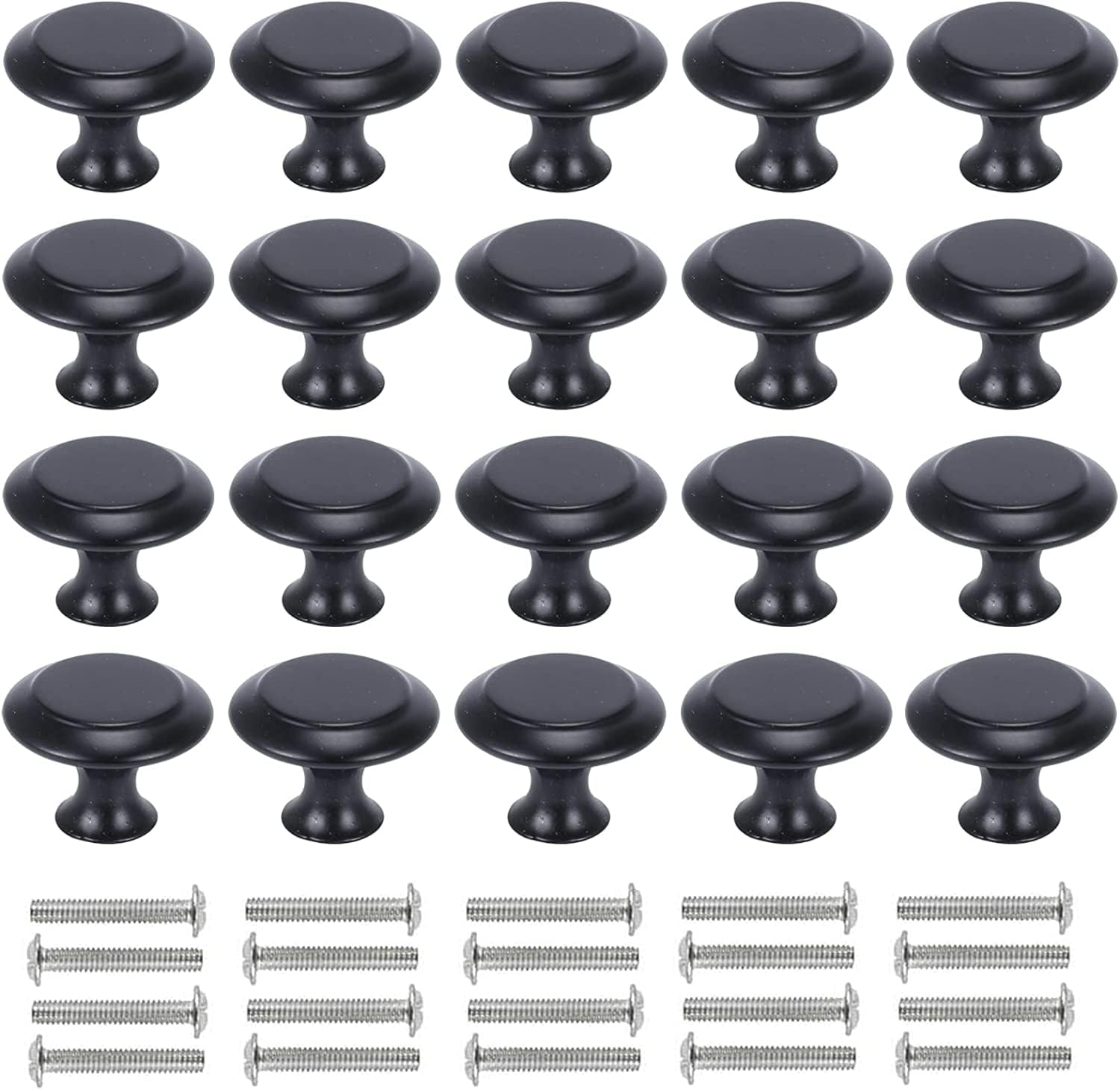 FINDIR Lot de 12 boutons de porte Rond Bouton de Meuble Moderne Noir ...