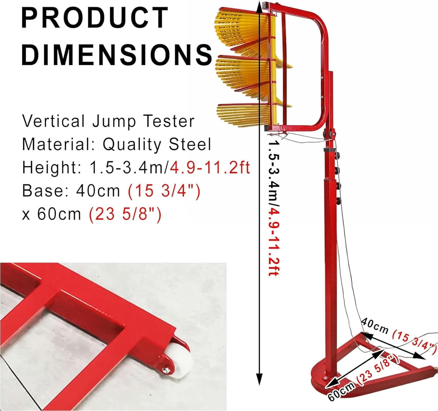 FLTRGO Thickened Vertical Jump Training Scale, Vertical Jump Tester with Wheels, Portable Jump Measurement Tool, Free Standing Vertical Tester