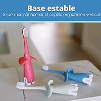 Vista 5 de Dr. Brown's Cepillo de dientes para bebés y niños pequeños, elefante, rosa, 0-3 años