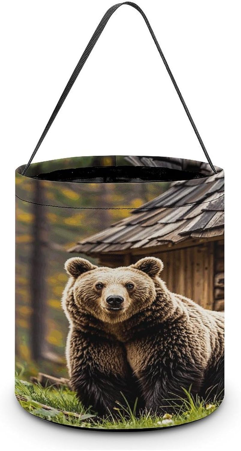 Brown Bear Forest Lodge Halloween Tote Treat Bag for Trick Or Treat