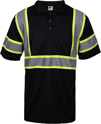 L&M Hi Vis T Shirt Polo Shirt ANSI Class 3 Reflective Safety Lime Orange Black Short Long Sleeve HIGH Visibility