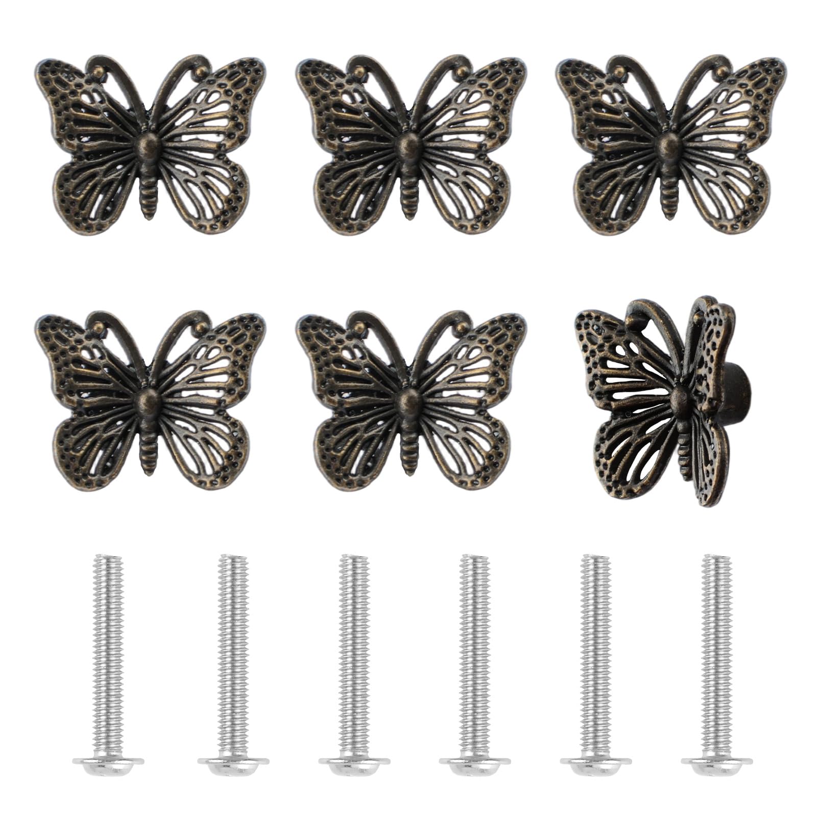UFURMATE Butterfly Drawer Knobs, 6Pcs Zinc Alloy Cupboard Pull Handles Beautiful Bronze Handles for Decorating Drawer, Cabinet,Closet â image 1