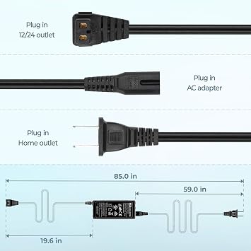 BougeRV 110~240V AC Power Cord for Car Freezer Portable Fridge Refrigerator, AC Adapter for 12V Refrigerators from Most Brands