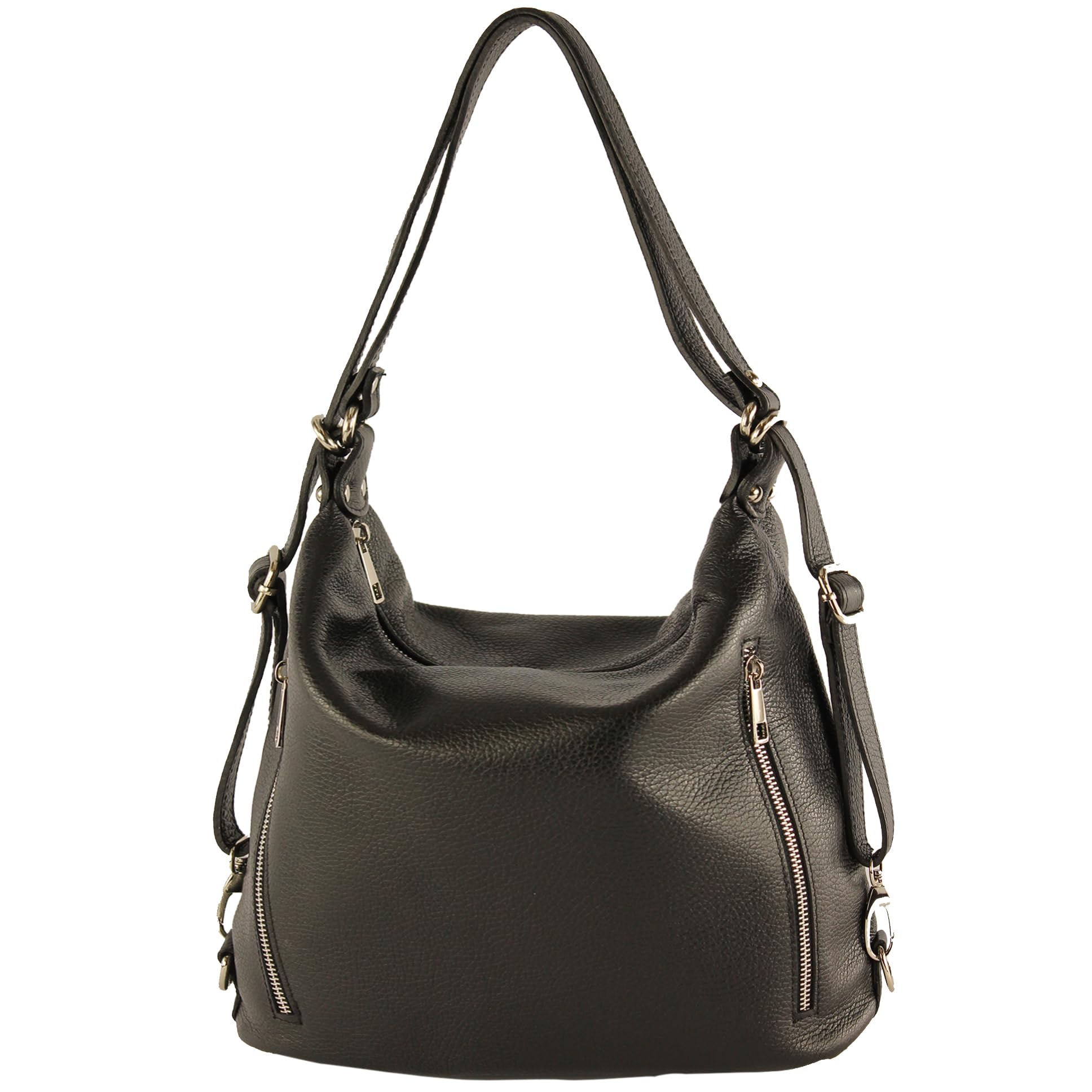 modamoda de T249 Damen Leder Rucksack Schultertasche 2in1, handmade in Italy