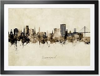Savannah Georgia United States Skyline Art Print (A2 Framed) -23005