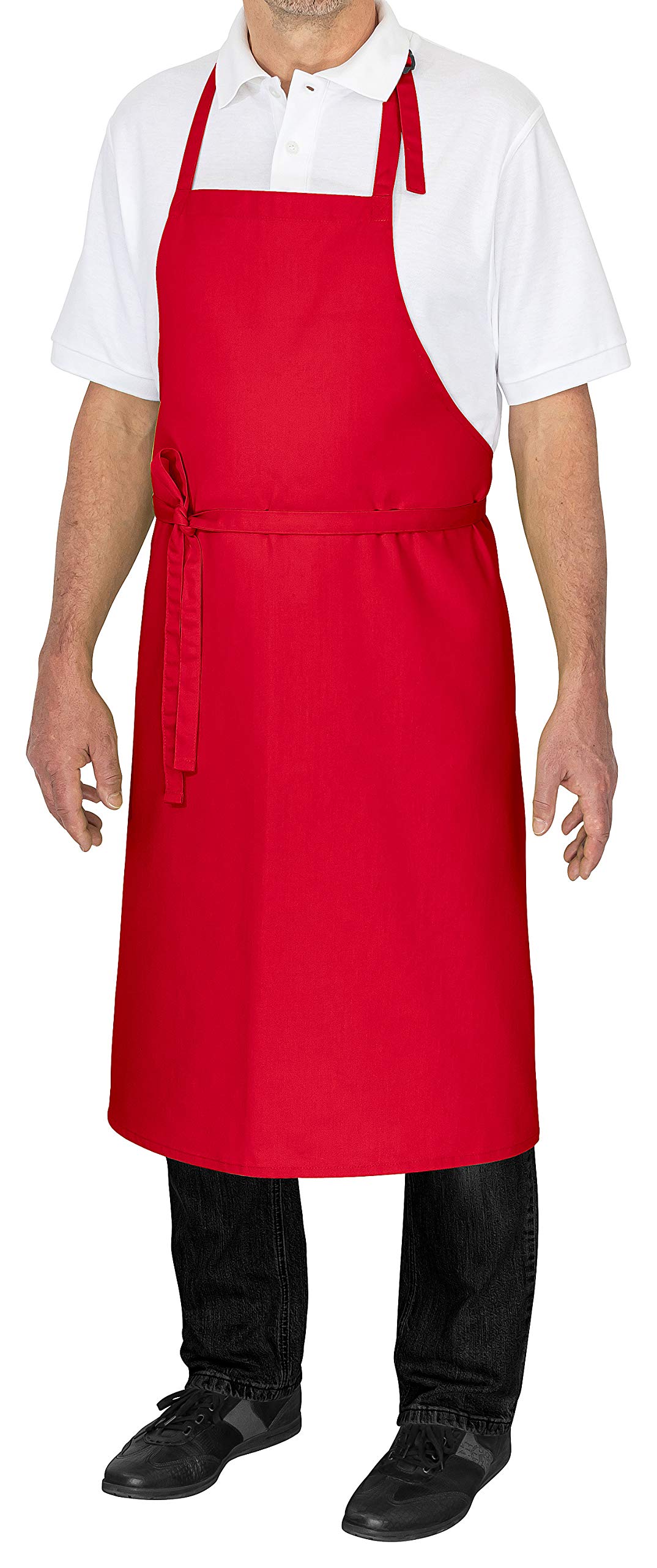 DESERMO Juego de 10 delantales ajustables premium de 100 cm x 80 cm (largo x ancho) ✓ delantal profesional de alta calidad para hombre y mujer ✓ Innovadora mezcla de algodón y poliéster ✓ Gran