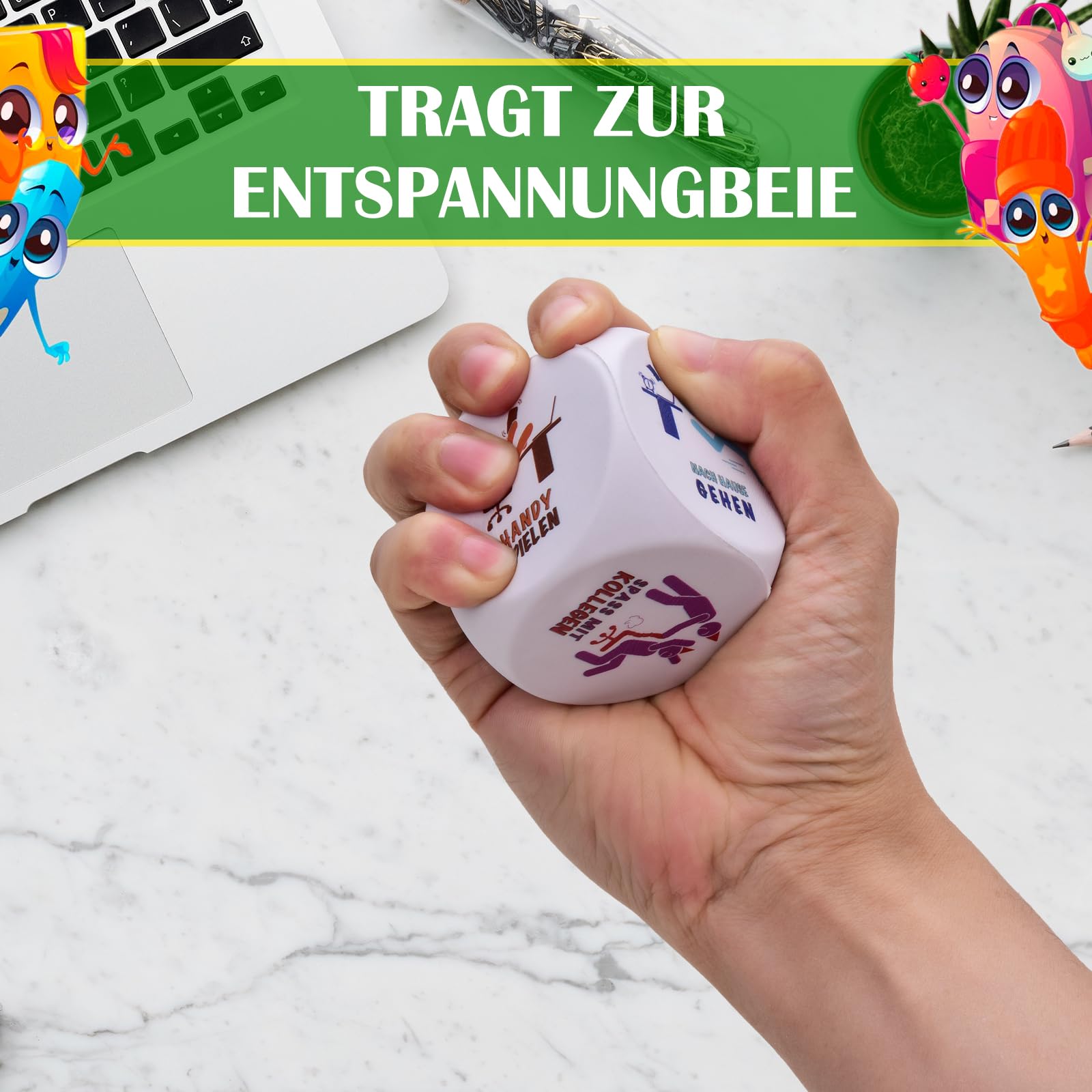 Ainiv 2-pack antistresskubus, stresskubus met 6 grappige acties om stress te verminderen, PU-schuim antistress speelgoed cadeau voor kantoorcollega's studenten vrienden-dierenpatroon