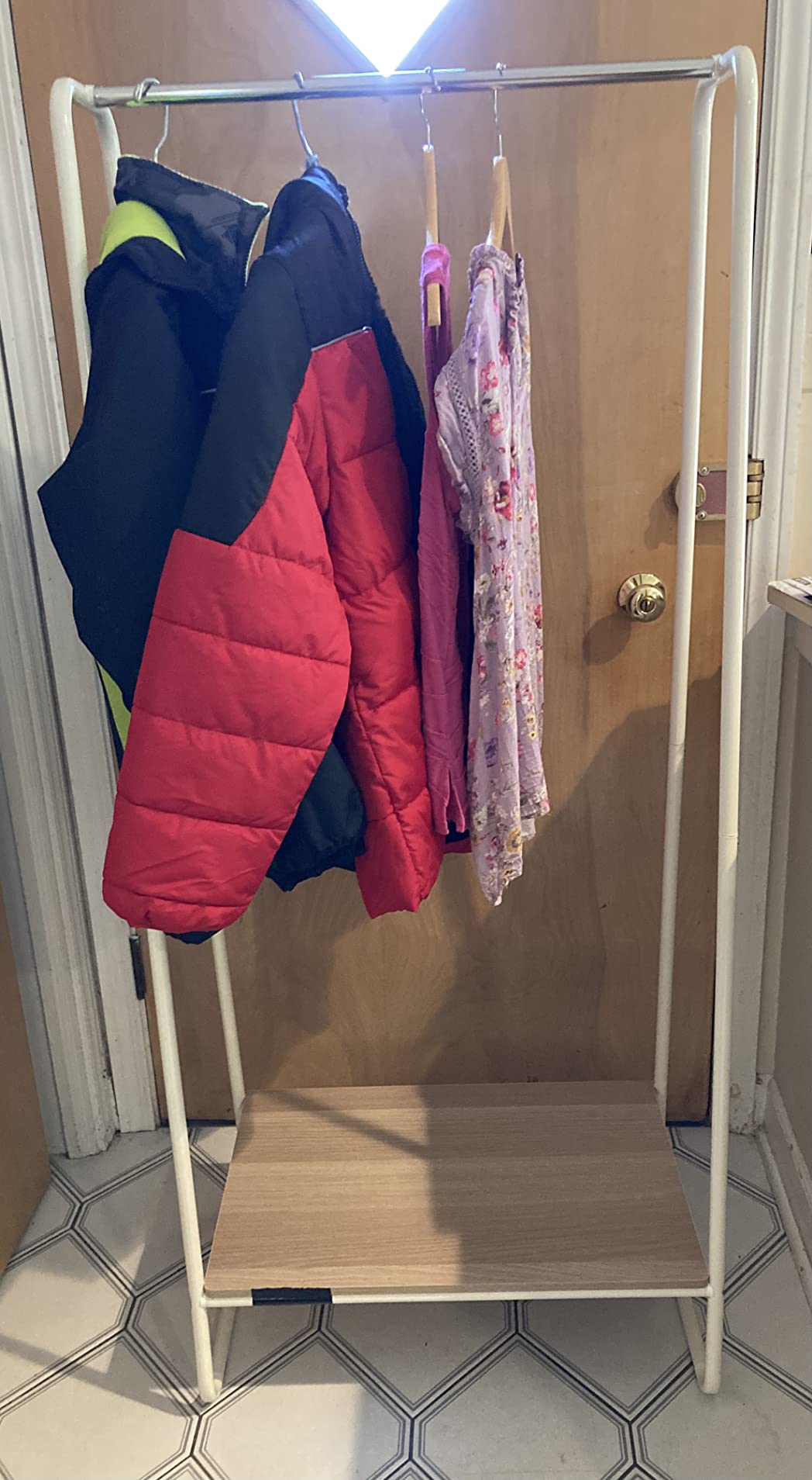 11/mo Finance IRIS USA Clothing Rack, Clothes Rack with Wood Shelf