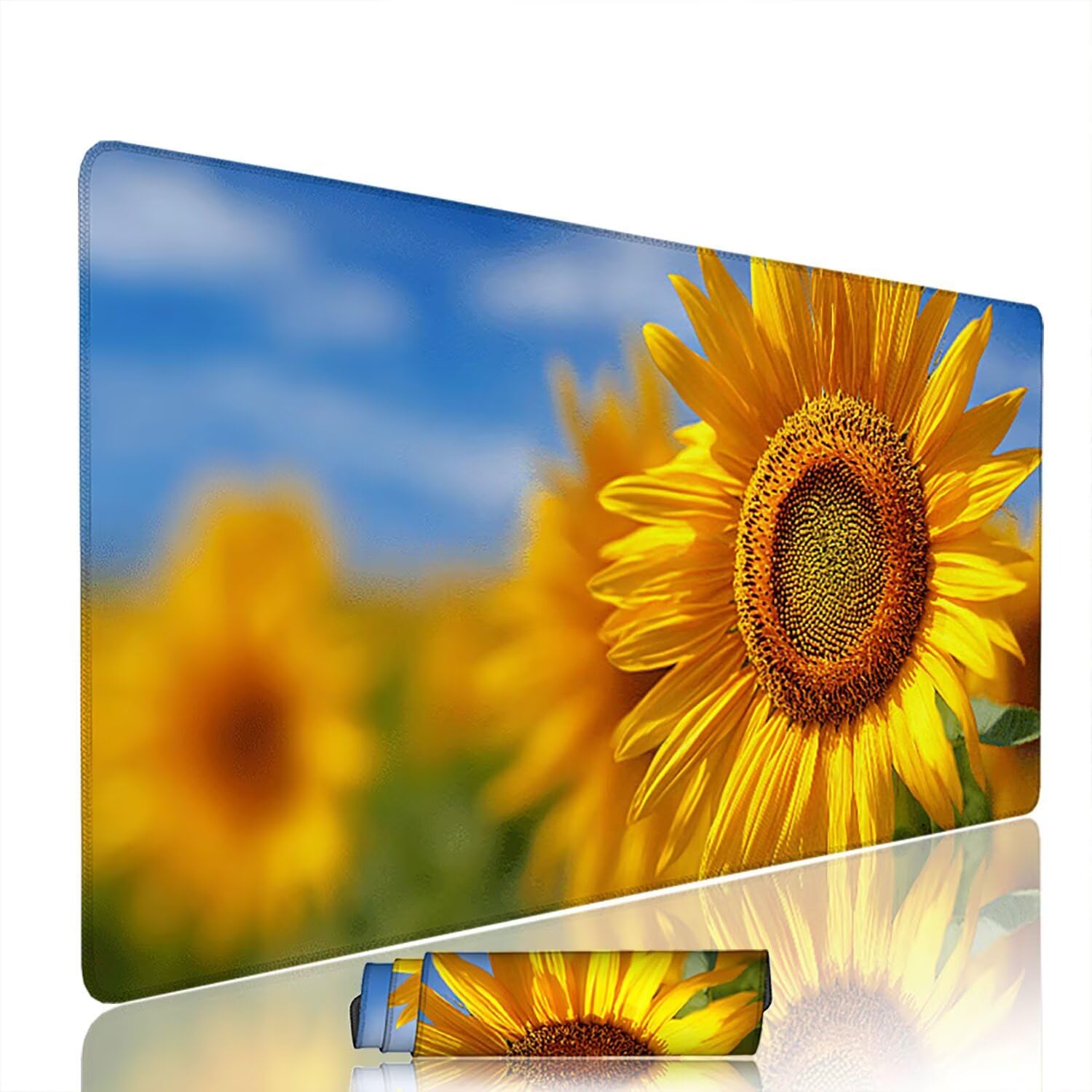 Żółta podkładka pod mysz pod mysz pod mysz do gier XXL 1400 x 600 x 3 mm podkładka pod mysz gumowa kwiat duża podkładka pod rękę dla graczy akcesoria wodoodporne PC, do klawiatury laptopa w-5436