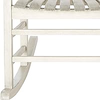 Vista 4 de Blanco Lavado Gris Acacia Madera Mecedora Bohemia Ecléctica Country Respaldo