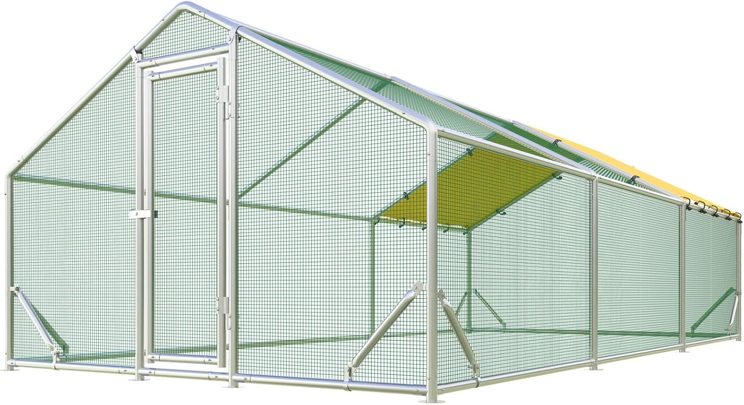 Quictent Premium Large Metal Chicken Coop Run Upgraded with Reinforced Hardware Cloth & 1.26" Galvanized Metal Tube, Walk-in Poultry Cage for Outdoor Yard Farm, Waterproof Cover, 19.7x9.8x6.6FT