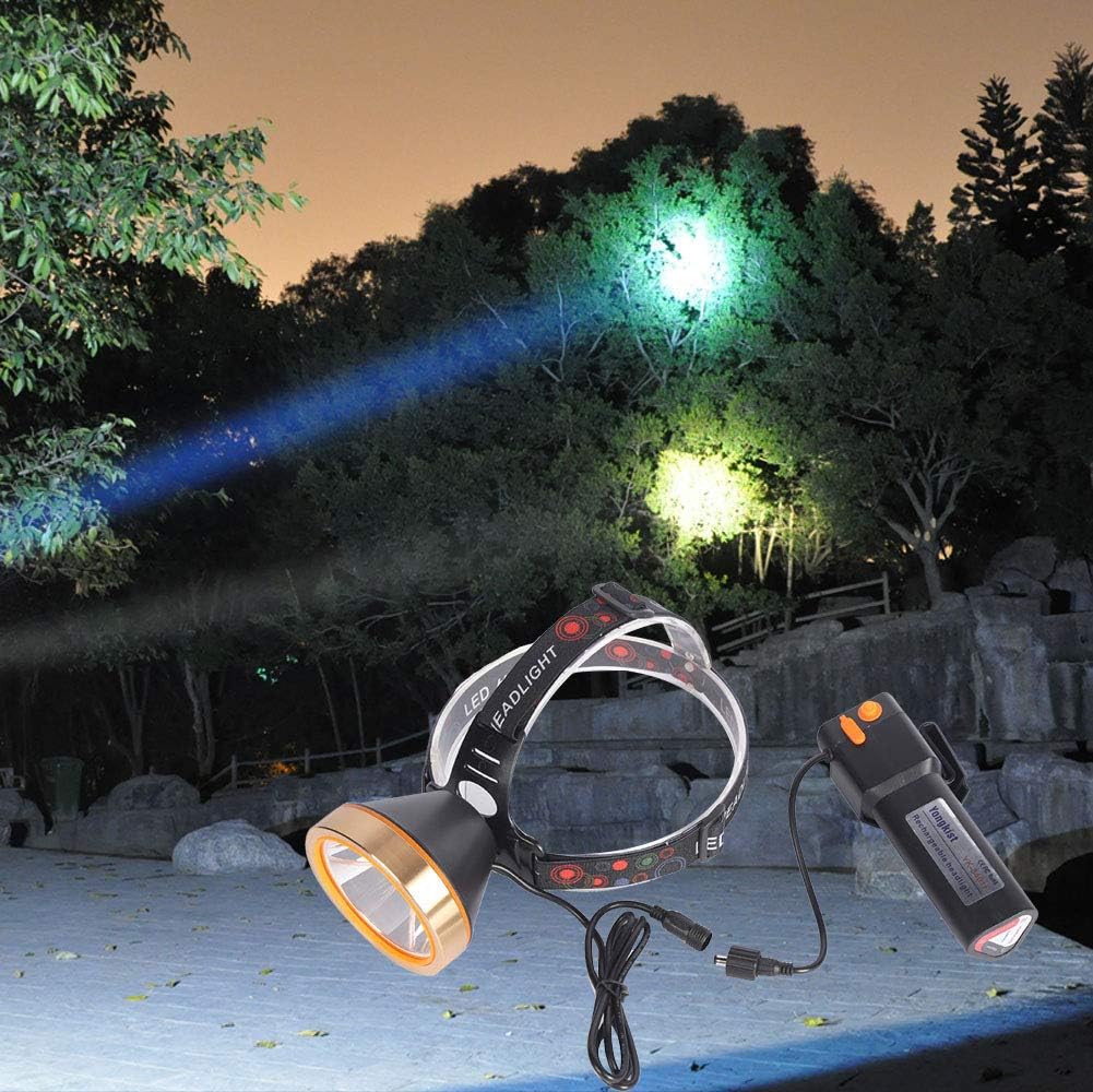 Chеареѕt 🛒 Yongkist Super Bright Headlamp High Power Headlight Rechargeable LED Spotlight with Battery Powered Flashlight Torch Waterproof Coon Hunting Light for Garden Outdoor Camping Fishing (White Light)