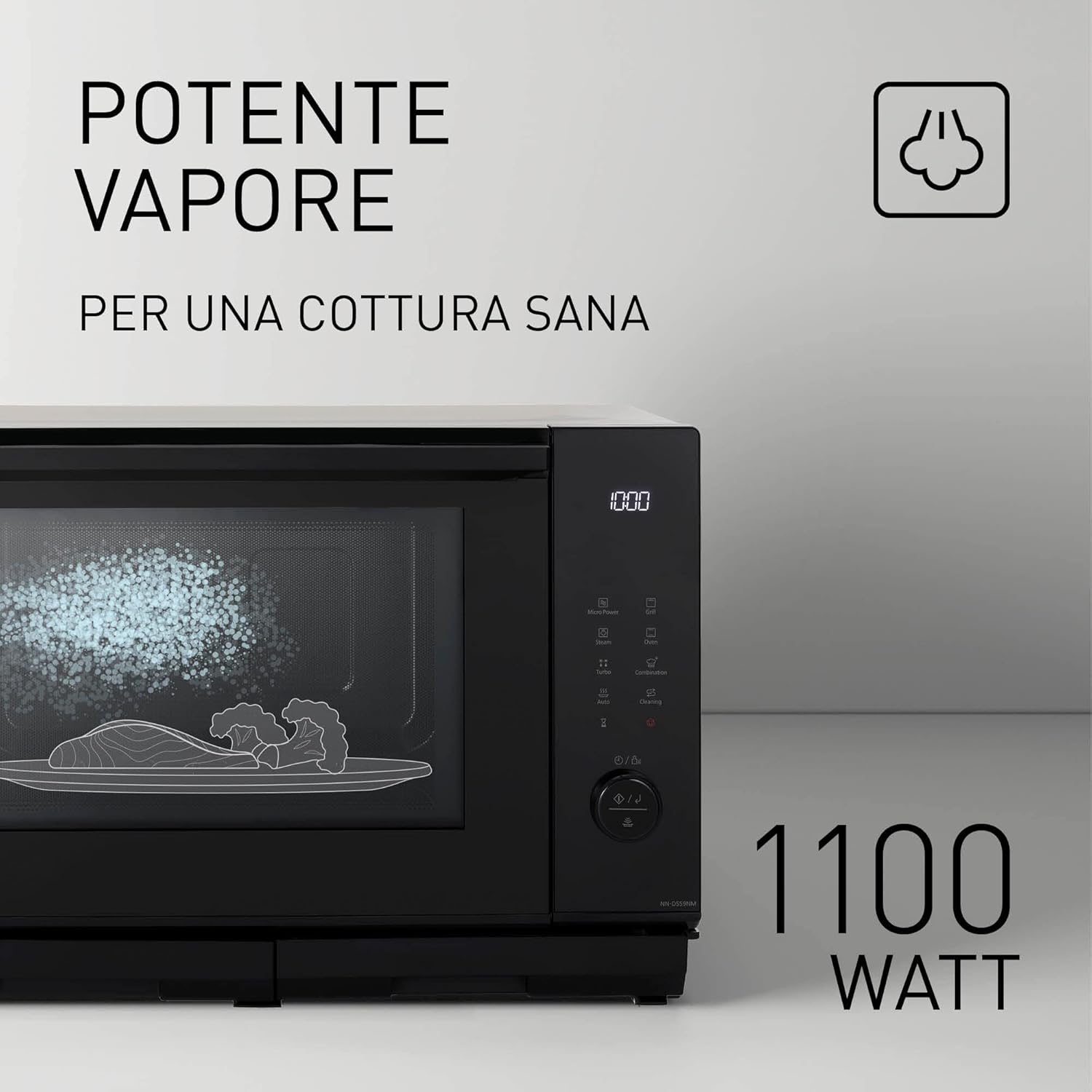 Panasonic NN-DS59NMETG - Forno a vapore combinato 4 in 1 (microonde, vapore, calore superiore/inferiore e grill, 27 litri), in acciaio INOX nero Panasonic NN-DS59NMETG - Forno a vapore combinato 4 in 1 (microonde, vapore, calore superiore/inferiore e grill, 27 litri), in acciaio INOX nero