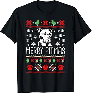 Pitbull Lovers T-Shirt Merry Pitmas Ugly Christmas Theme T-Shirt